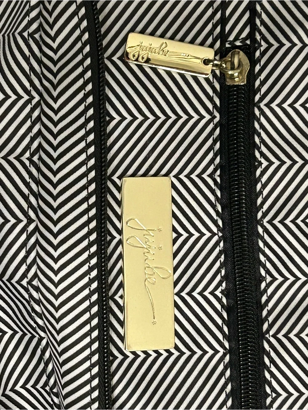 JuJuBe B.F.F. Convertible Diaper Bag Queen of the Nile Chevron Backpack Set